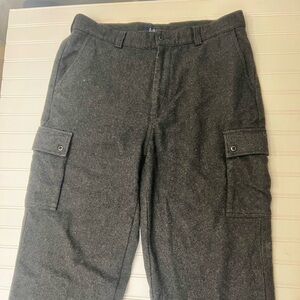 Men's VTG Gap Wool Charcoal Gray Baggy Loose Relaxed Fit Cargo Pants 36 36x32
